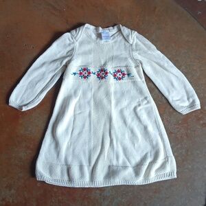 Hanna Andersson Holiday embroidered sweater dress 3T